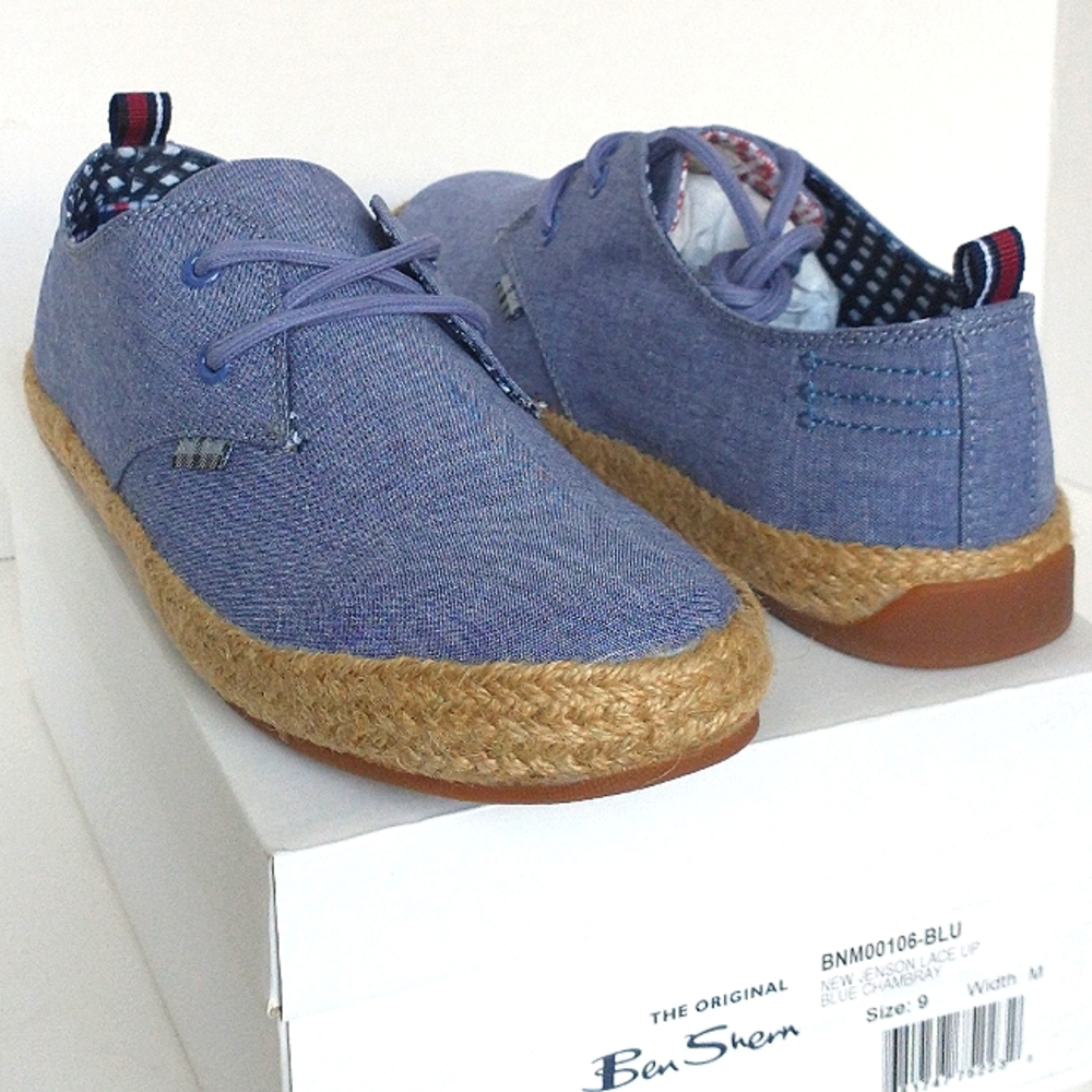 New w/Box Ben Sherman New Jenson Men's Lace-Up Chambray Casual Sneakers Size 9